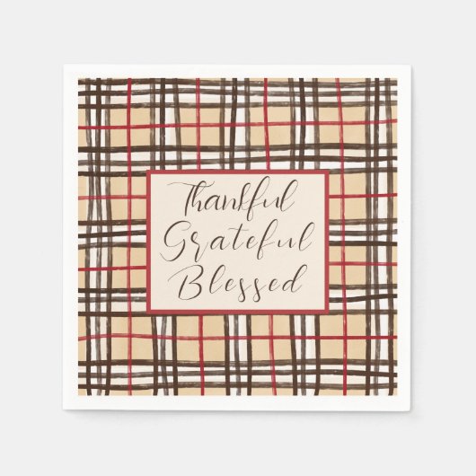 Kariert dankbar dankbar gesegnet serviette (Vorderseite)