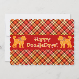 Kariert Doodle Golden Yellow Dog Personalisiert Feiertagskarte