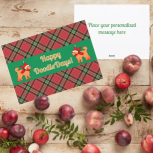 Kariert Doodle Golden Yellow Dog Personalisiert Feiertagskarte