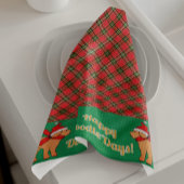 Kariert Doodle Yellow Dog Personalisiert Weihnacht Geschirrtuch