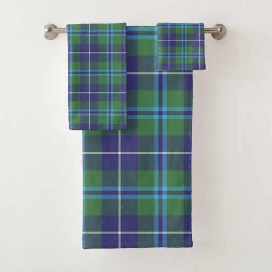 Kariert Elegant Rustic Green Clan Douglas Tartan Badhandtuch Set (Insitu)