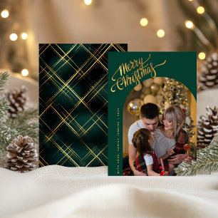 Kariert Elegante Ein Foto Weihnachtskarte Feiertagskarte