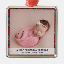 Kariert First Christmas Baby Foto Holiday Tartan Ornament Aus Metall