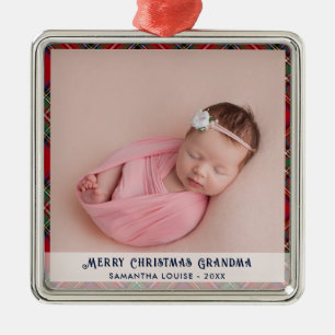 Kariert First Christmas Baby Foto Holiday Tartan Ornament Aus Metall