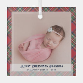 Kariert First Christmas Baby Foto Oma Tartan Ornament Aus Glas