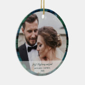 Kariert First Christmas Verheiratet Campbell Tarta Keramik Ornament (Rechts)