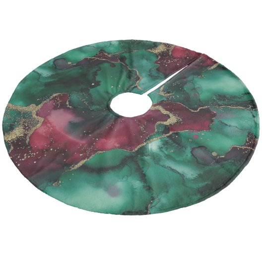 Kariert Fleece Weihnachtsbaumdecke (Schrägansicht)