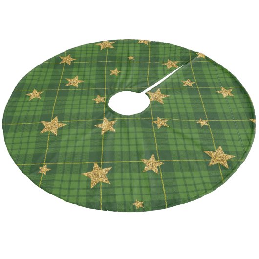 Kariert Fleece Weihnachtsbaumdecke (Schrägansicht)