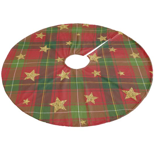 Kariert Fleece Weihnachtsbaumdecke (Schrägansicht)