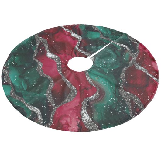 Kariert Fleece Weihnachtsbaumdecke (Schrägansicht)