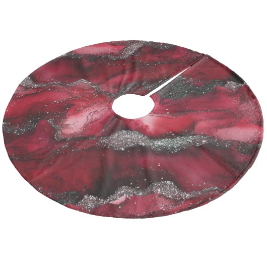 Kariert Fleece Weihnachtsbaumdecke (Schrägansicht)