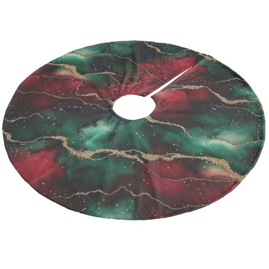 Kariert Fleece Weihnachtsbaumdecke (Schrägansicht)