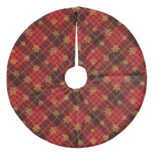 Kariert Fleece Weihnachtsbaumdecke