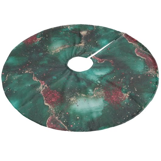 Kariert Fleece Weihnachtsbaumdecke (Schrägansicht)