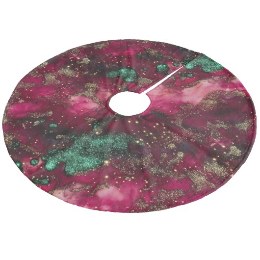 Kariert Fleece Weihnachtsbaumdecke (Schrägansicht)