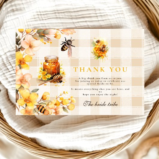 Kariert Floral She fand ihre Honey Bridal Dankeskarte