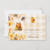 Kariert Floral She fand ihre Honey Bridal Dankeskarte (Vorderseite)