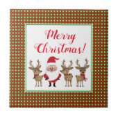 Kariert Frohe Weihnachten Custom Santa Claus Reind Fliese (Vorderseite)