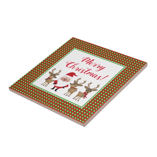 Kariert Frohe Weihnachten Custom Santa Claus Reind Fliese (Seite)
