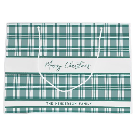 Kariert | Frohe Weihnachten | INDIVIDUELLE NAME Große Geschenktüte (Vorderseite)