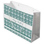 Kariert | Frohe Weihnachten | INDIVIDUELLE NAME Große Geschenktüte (Rückseite Schrägansicht)