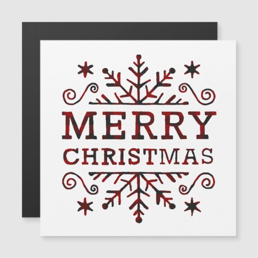 Kariert frohe Weihnachten Magnetkarte (Vorne/Hinten)