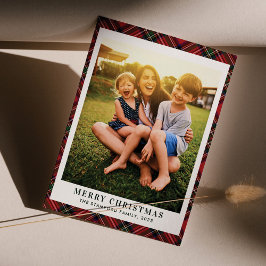 Kariert Frohe Weihnachts-Foto Clan Stewart Tartan Feiertagskarte