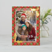 Kariert | Frohe Weihnachts-Fotokarte | Folien Feiertagskarte (Stehend vorne)