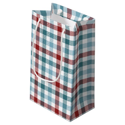 Kariert für Weihnachten Weihnachten Weihnachtsgesc Kleine Geschenktüte (Rückseite Schrägansicht)