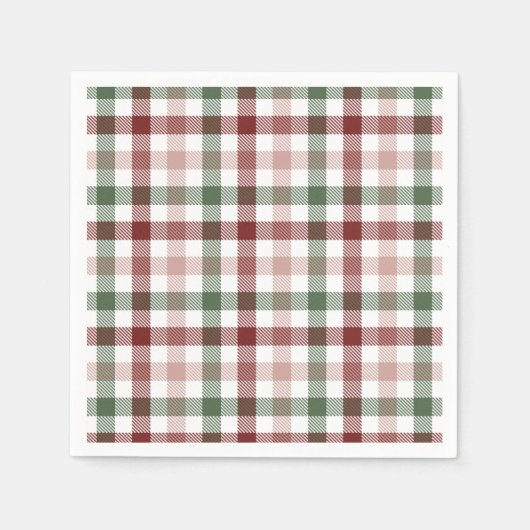 Kariert für Weihnachtsworte Urlaubspapier Napkin Serviette (Vorderseite)
