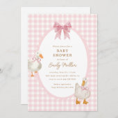 Kariert Gänsedusche Coquette Babydusche Einladung (Vorne/Hinten)