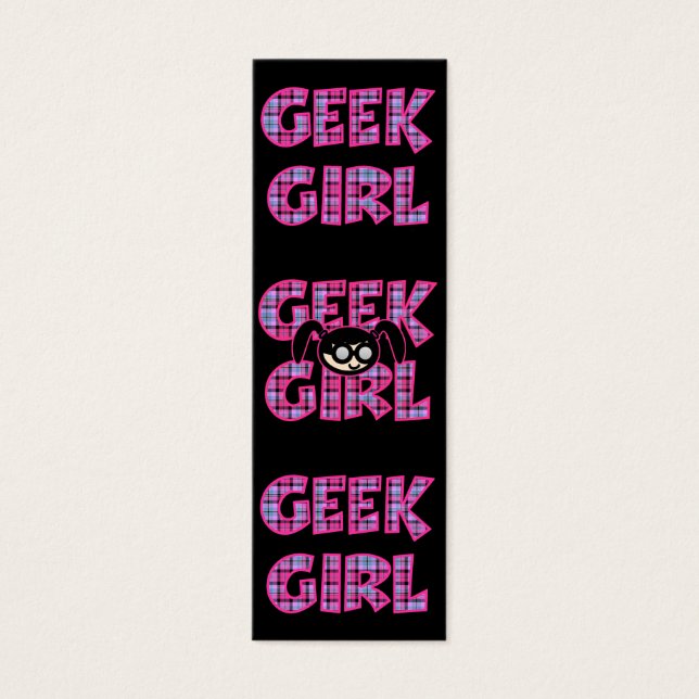 Kariert Geek Girl Design Lesezeichen (Vorderseite)