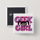 Kariert Geek Girl mit Grafik Button (Vorne & Hinten)