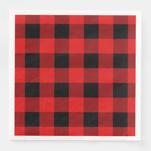 Kariert gefliester Roter Büffel Serviette (Vorderseite)
