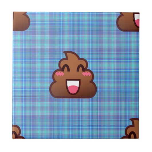 kariert gekackt Emoji Fliese (Vorderseite)