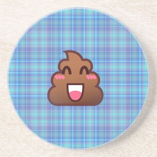 kariert gekackt Emoji Getränkeuntersetzer (Vorne)