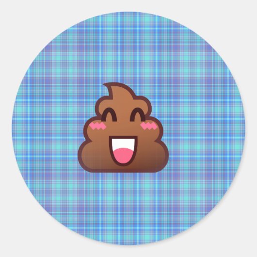 kariert gekackt Emoji Runder Aufkleber (Vorderseite)