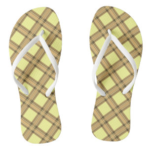 Kariert-Gelbe Flip Flops Badesandalen