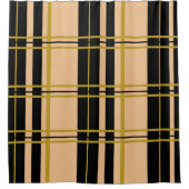 Kariert gestreiftes Schwarz und Rose Gold Duschvorhang (Vorderseite)