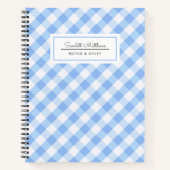 Kariert Gingham Blue Pattern Name Notebook Notizblock (Vorderseite)