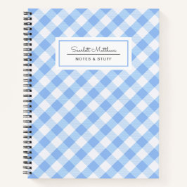 Kariert Gingham Blue Pattern Name Notebook Notizblock