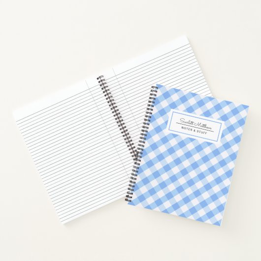 Kariert Gingham Blue Pattern Name Notebook Notizblock (Innenseite)