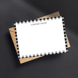 Kariert Gingham Buffalo Schwarz & Weiß Name Mitteilungskarte