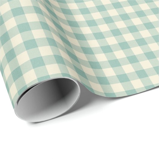 Kariert Gingham Green Pattern Weihnachten Geschenkpapier (Rolleneckpunkt)