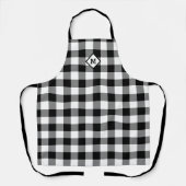 Kariert Gingham Initial White + Black Schürze (Vorderseite)