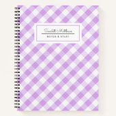 Kariert Gingham Lila Pattern Name Notebook Notizblock (Vorderseite)