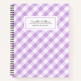 Kariert Gingham Lila Pattern Name Notebook Notizblock