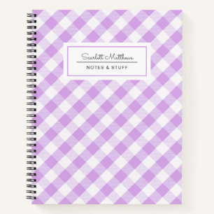 Kariert Gingham Lila Pattern Name Notebook Notizblock