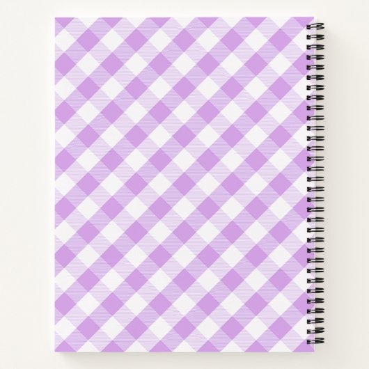 Kariert Gingham Lila Pattern Name Notebook Notizblock (Rückseite)