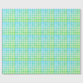 Kariert Gingham Lime Green Blue Modern Simple Karo Geschenkpapier (Flach)
